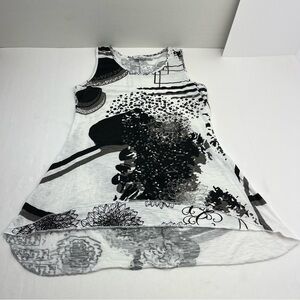 Parsley & Sage Black White Sleeveless Tunic Long Tank Top Womens Size Medium